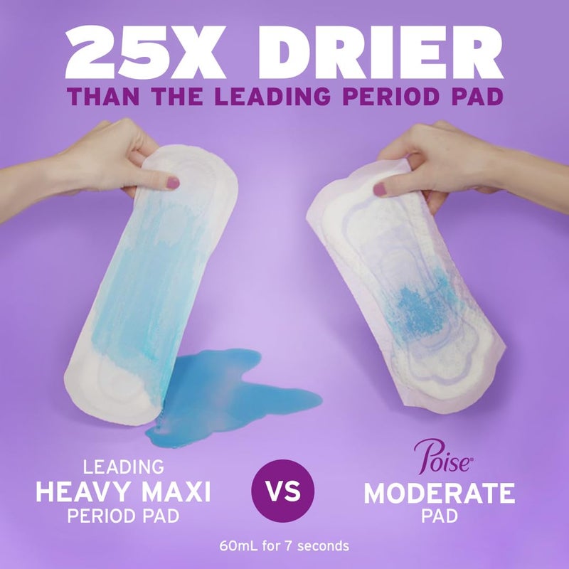 Poise Incontinence & Postpartum Pads for Bladder Leaks, 5 Drop Maximum Absorbency, Regular Length, 48 Count, Packaging May Vary - Image 4